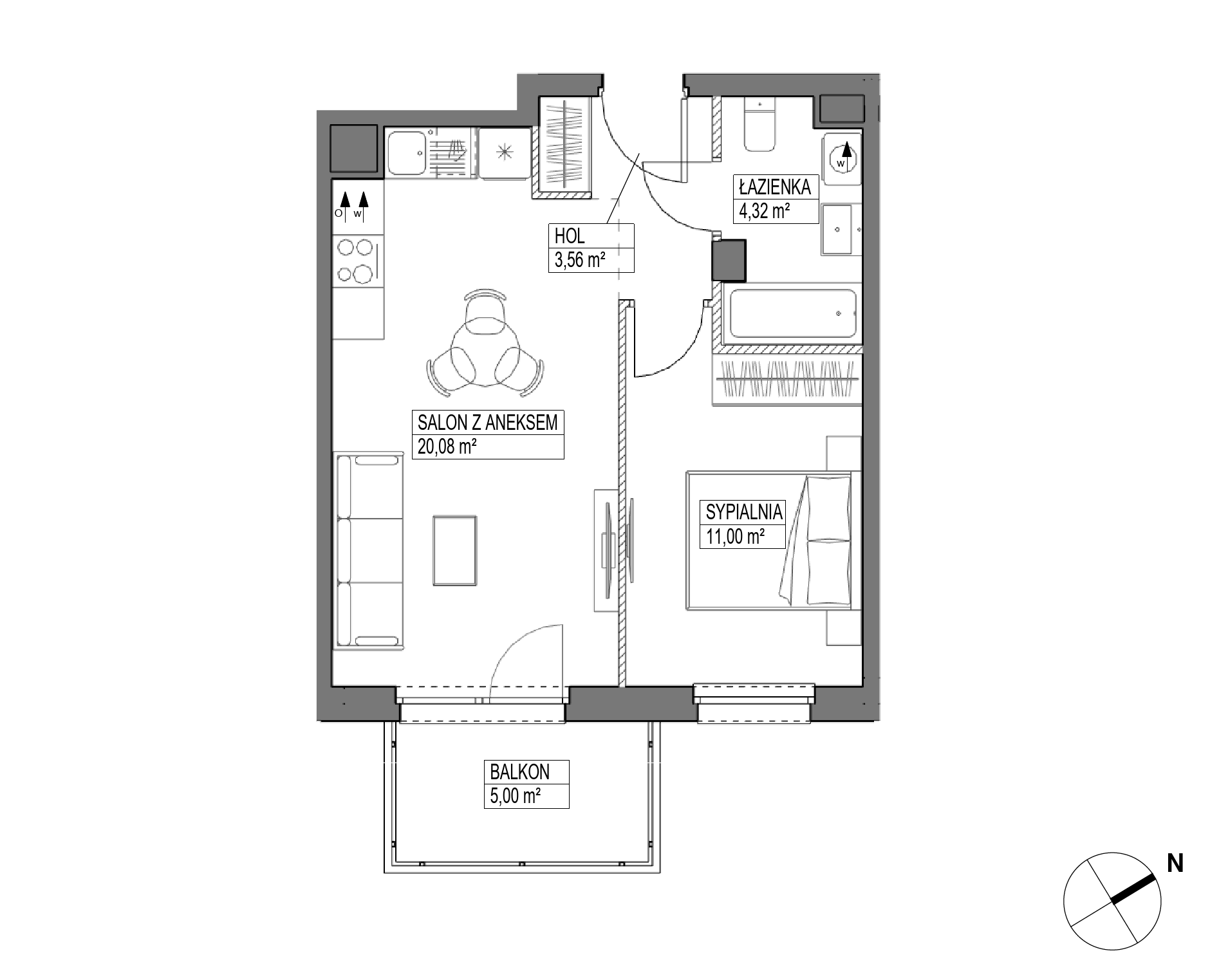 Plan 2 pok. 39m²