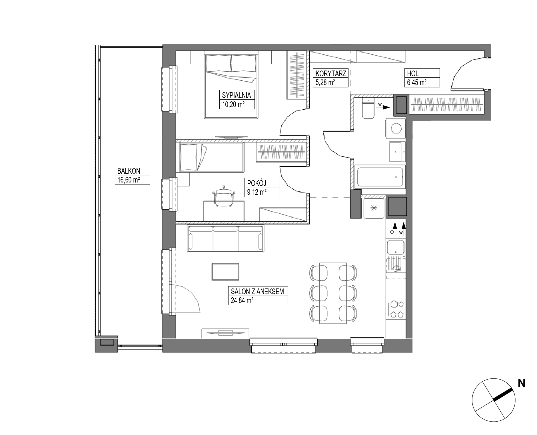Plan 3 pok. 60m²