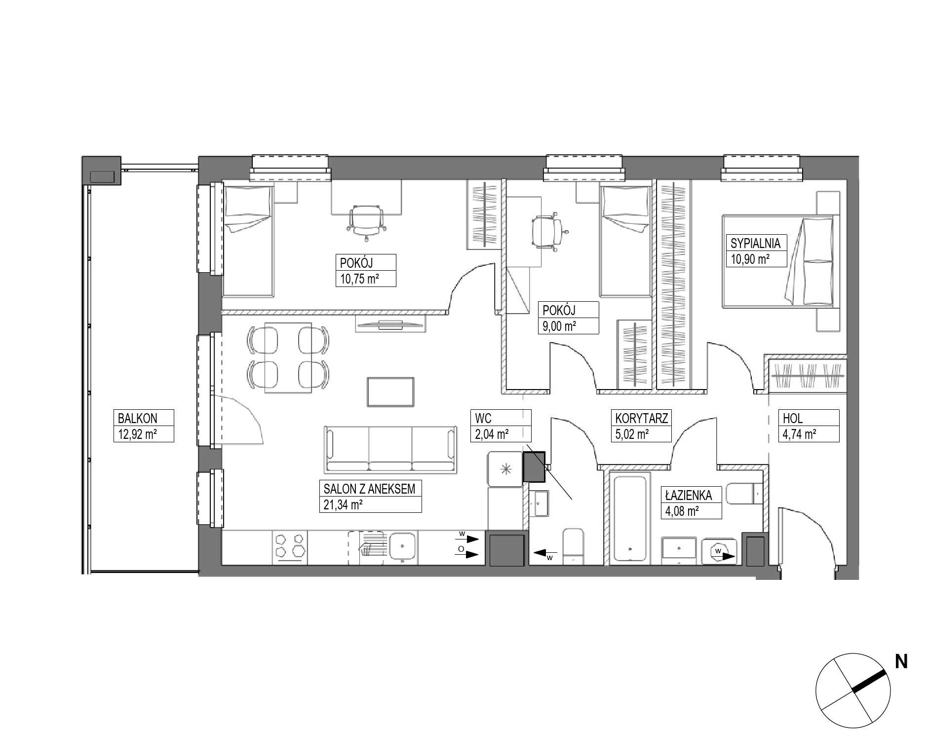 Plan 4 pok. 68m²