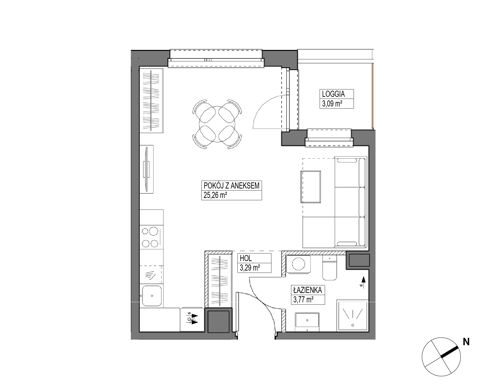 Plan 1 pok. 32m²