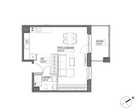 Plan 1 pok. 37m²