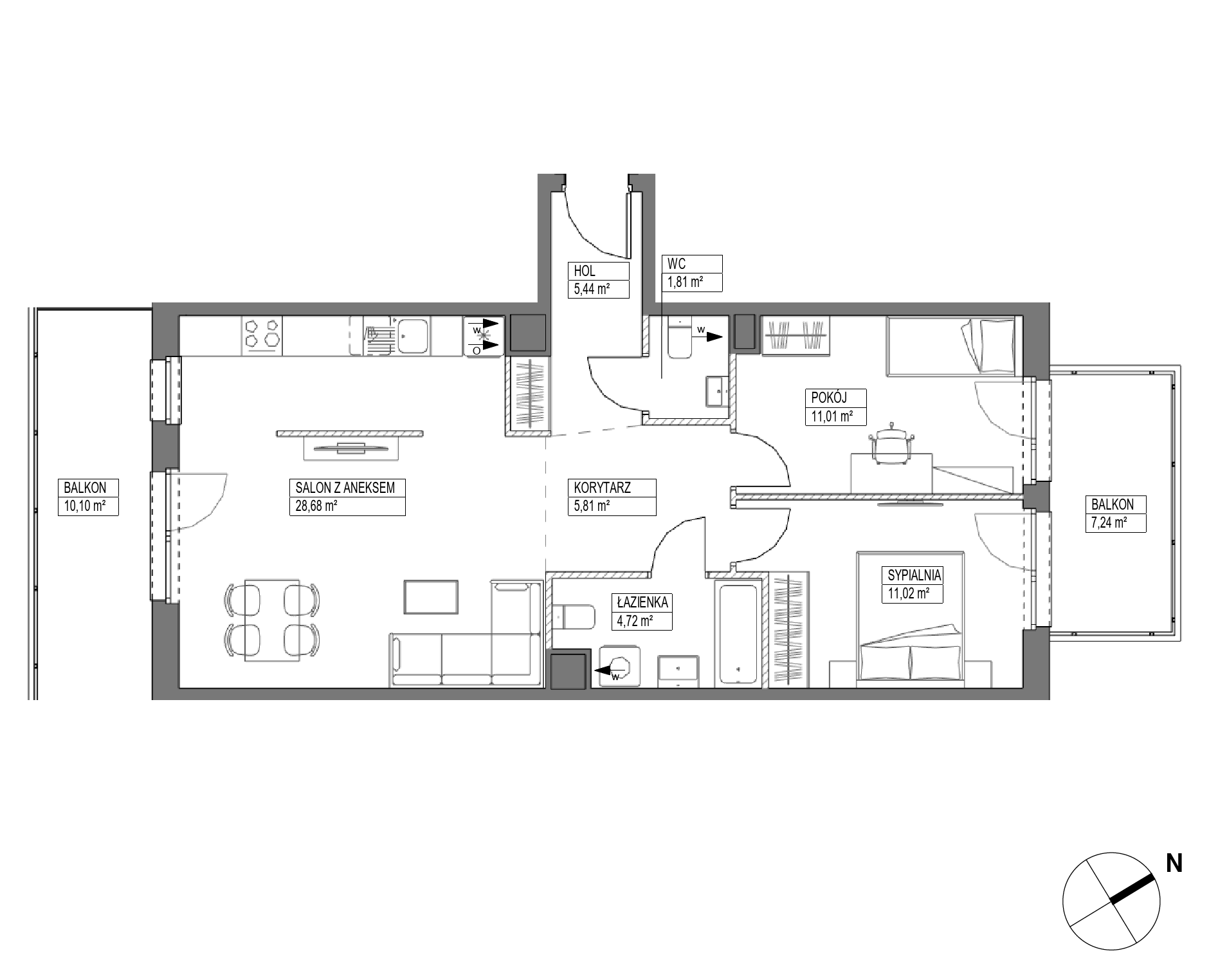 Plan 3 pok. 68m²
