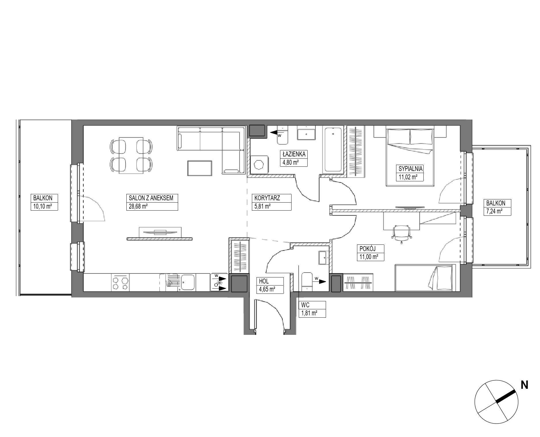 Plan 3 pok. 68m²