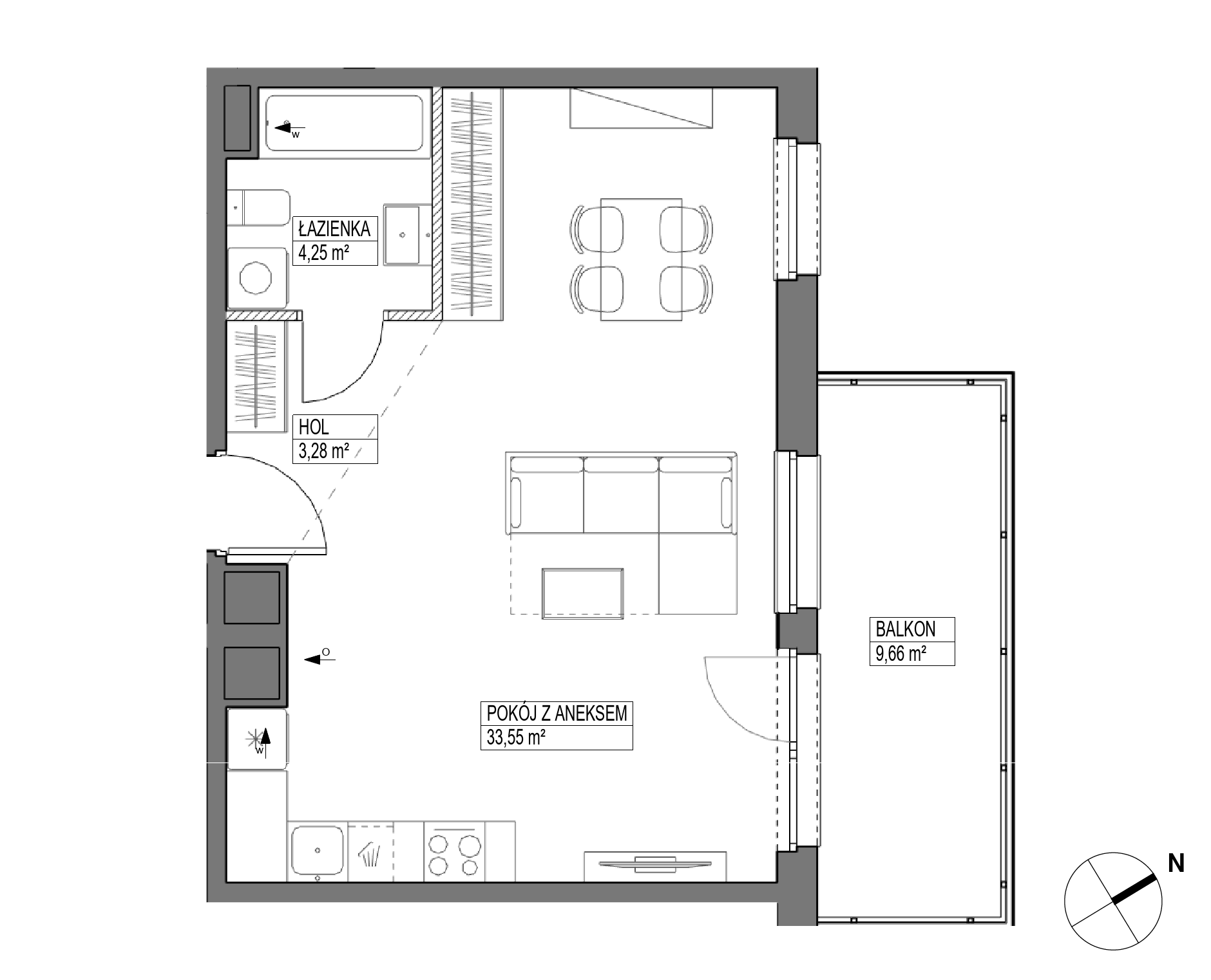 Plan 1 pok. 41m²