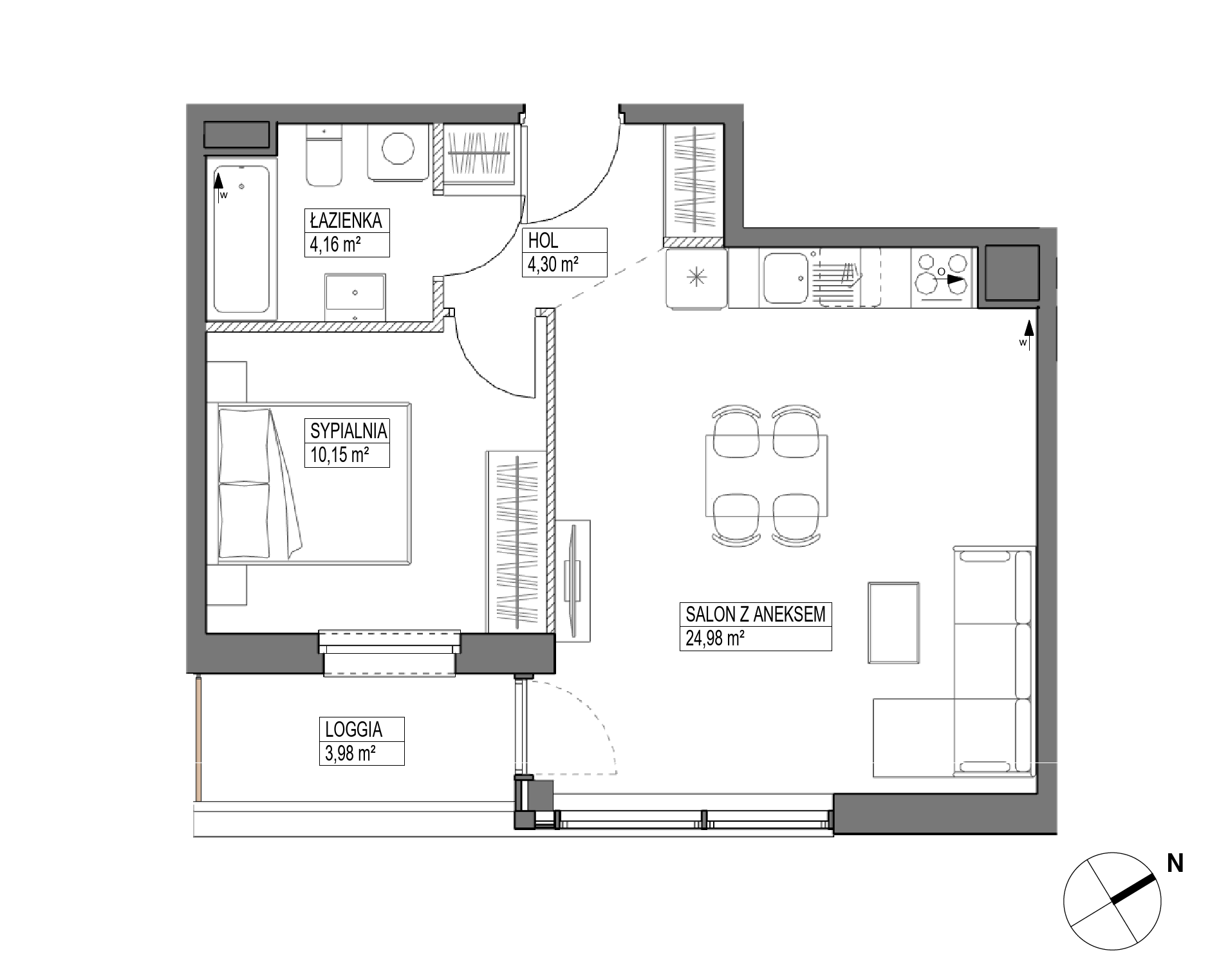 Plan 2 pok. 44m²