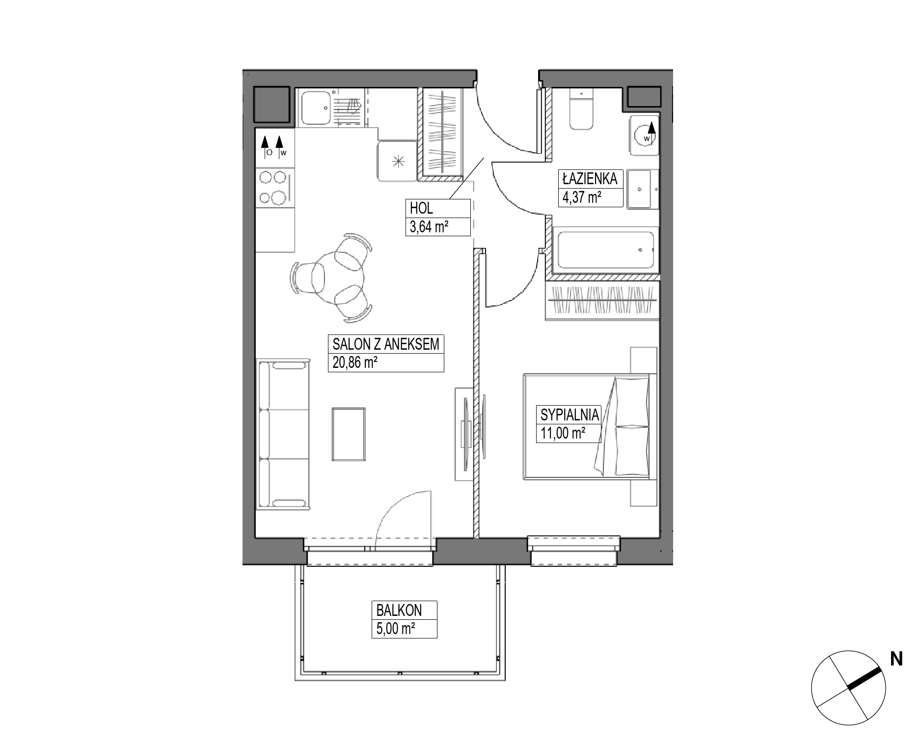 Plan 2 pok. 40m²