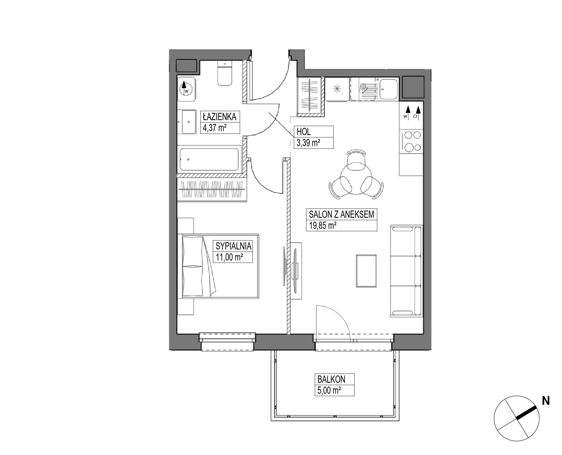 Plan 2 pok. 39m²
