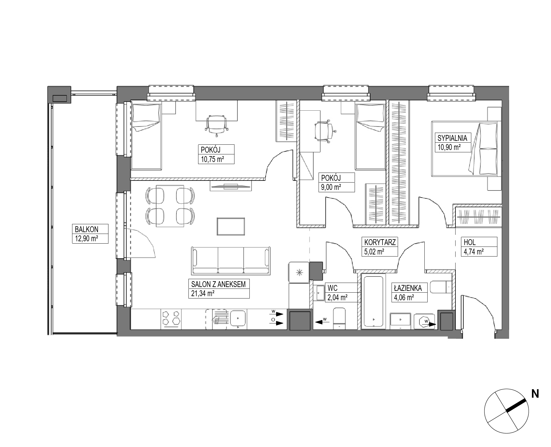 Plan 4 pok. 68m²