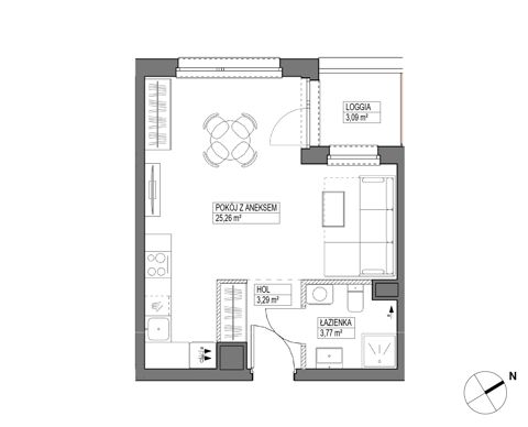 Plan 1 pok. 32m²