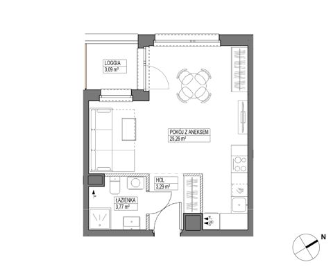 Plan 1 pok. 32m²