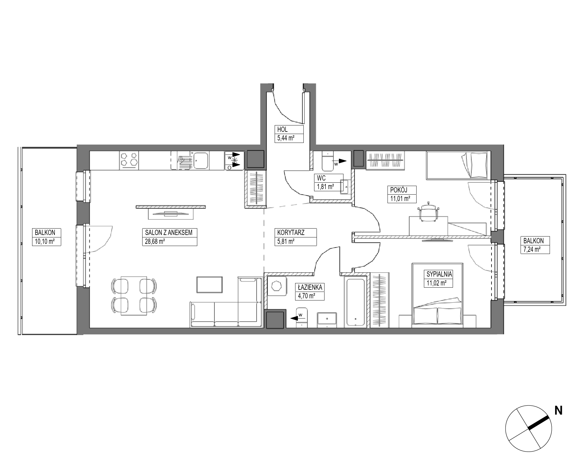 Plan 3 pok. 68m²
