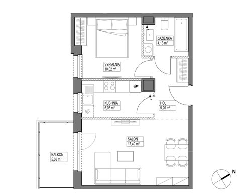 Plan 2 pok. 43m²