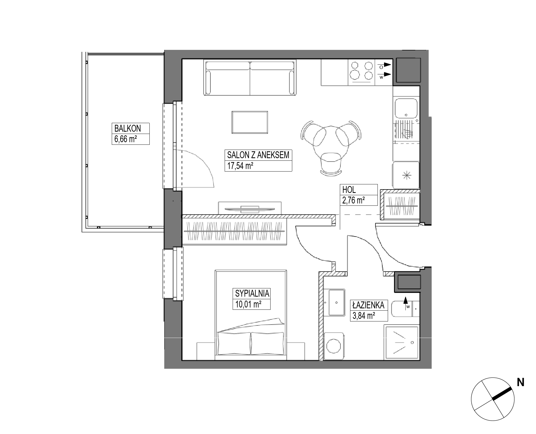 Plan 2 pok. 34m²