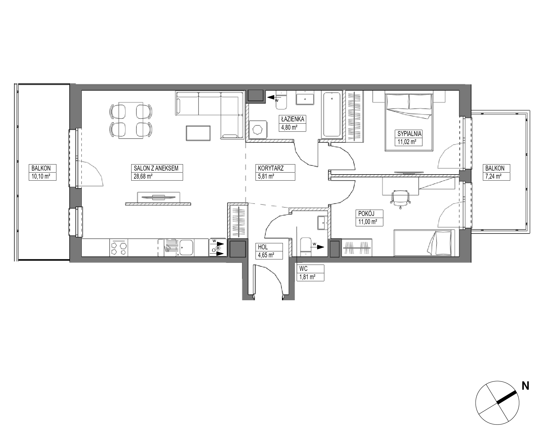 Plan 3 pok. 68m²