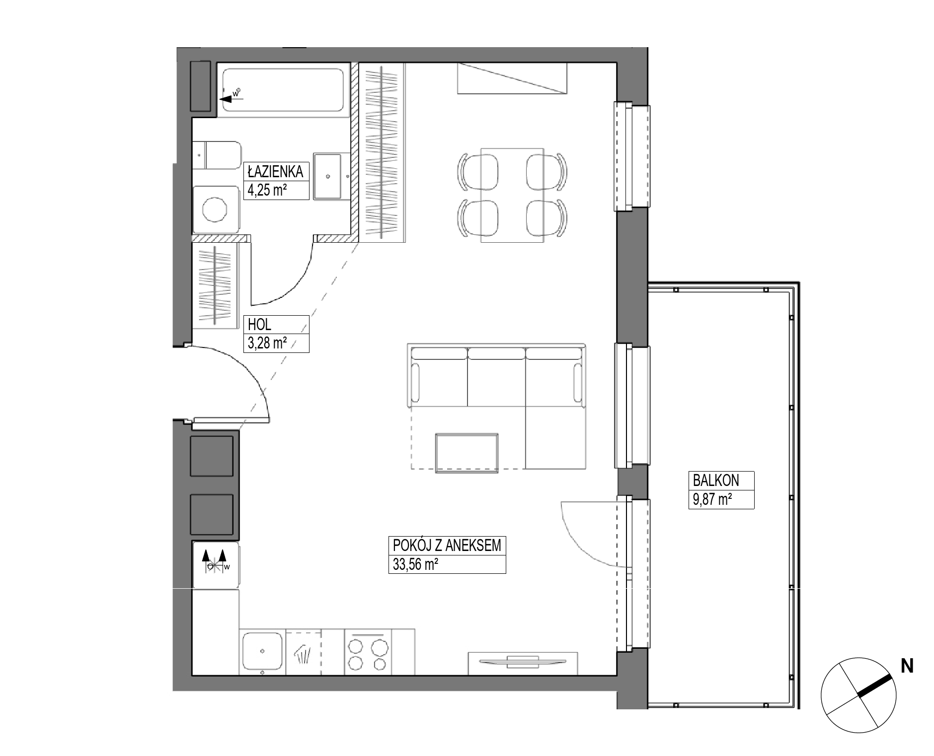 Plan 1 pok. 41m²