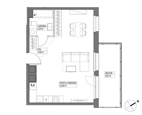Plan 1 pok. 41m²