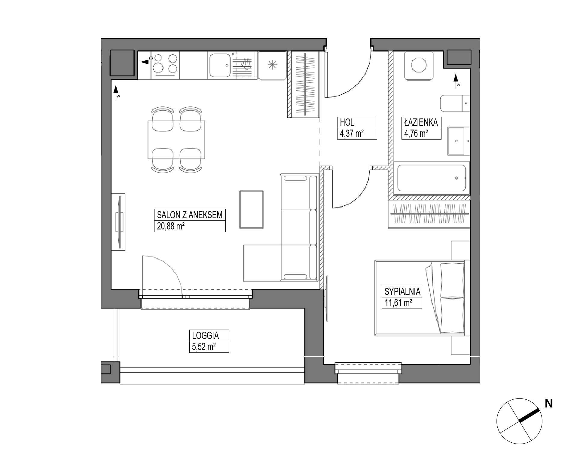 Plan 2 pok. 42m²