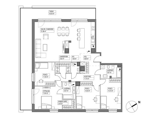 Plan 5 pok. 144m²