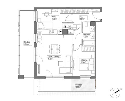 Plan 3 pok. 61m²