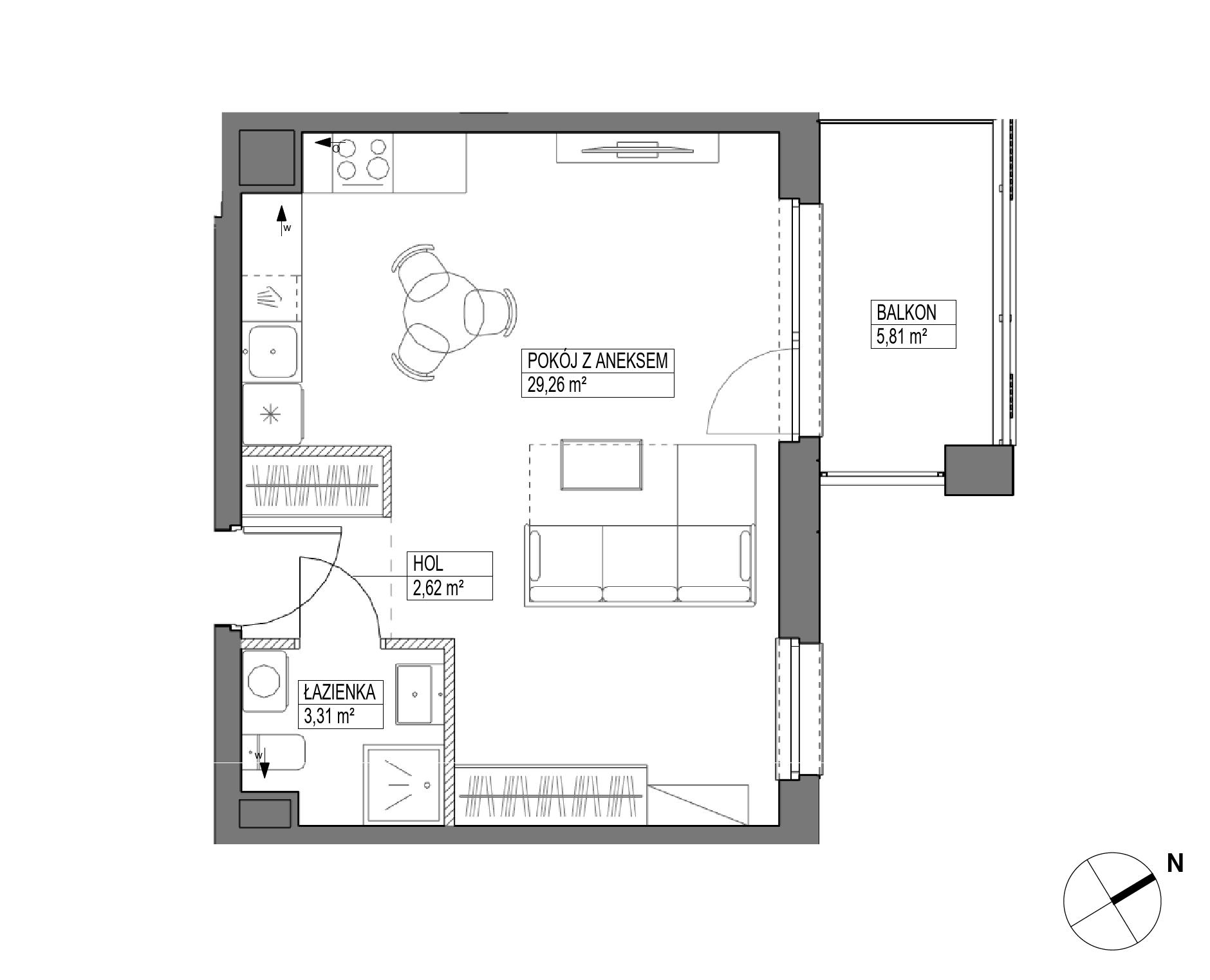 Plan 1 pok. 35m²