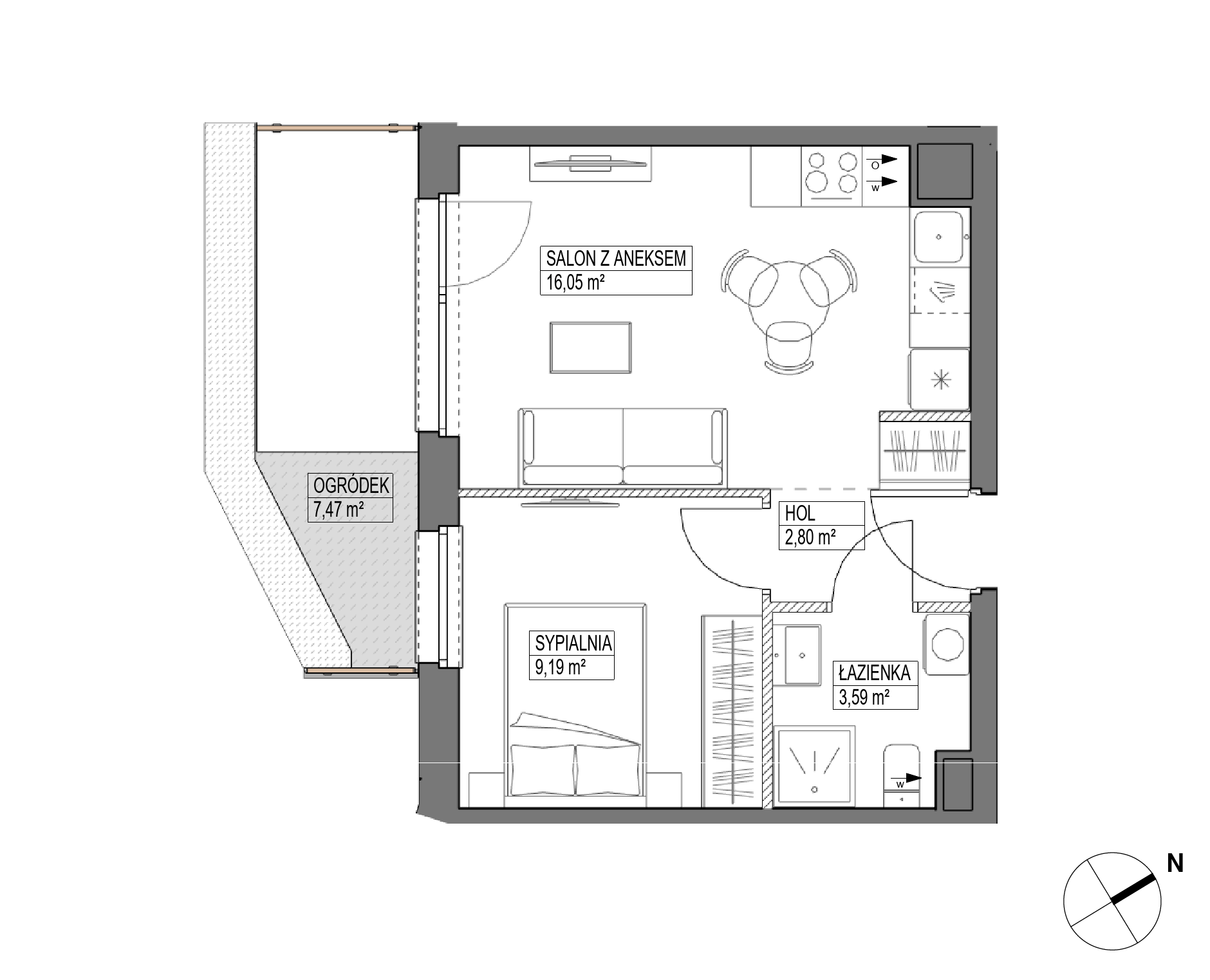 Plan 2 pok. 32m²