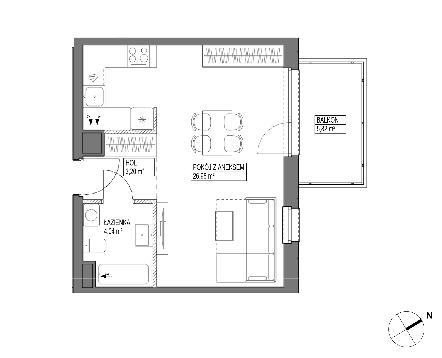 Plan 1 pok. 34m²