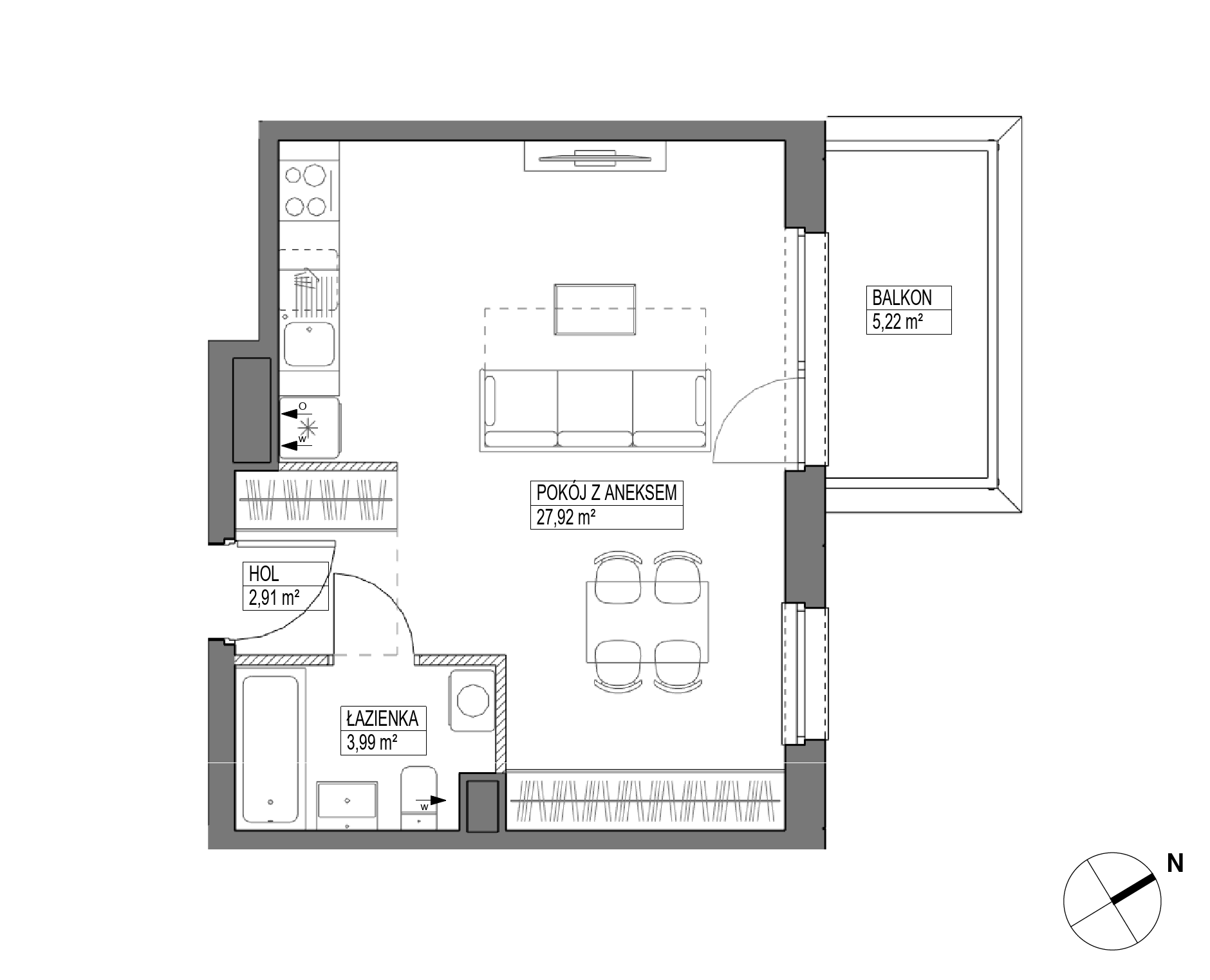 Plan 1 pok. 35m²