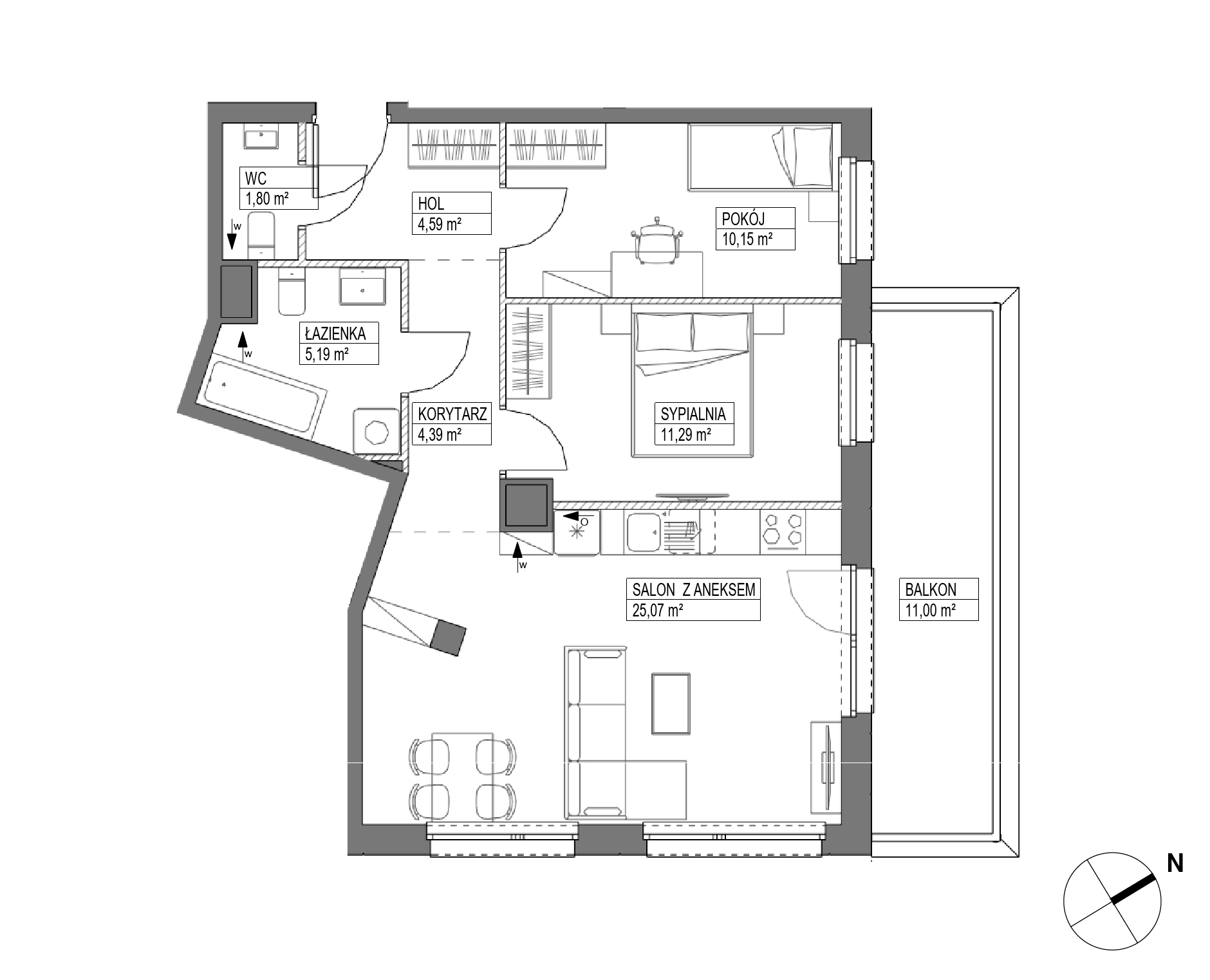 Plan 3 pok. 62m²