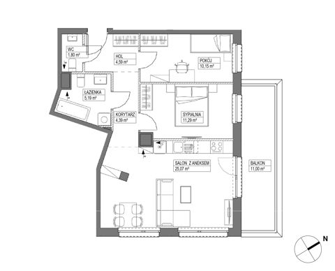 Plan 3 pok. 62m²