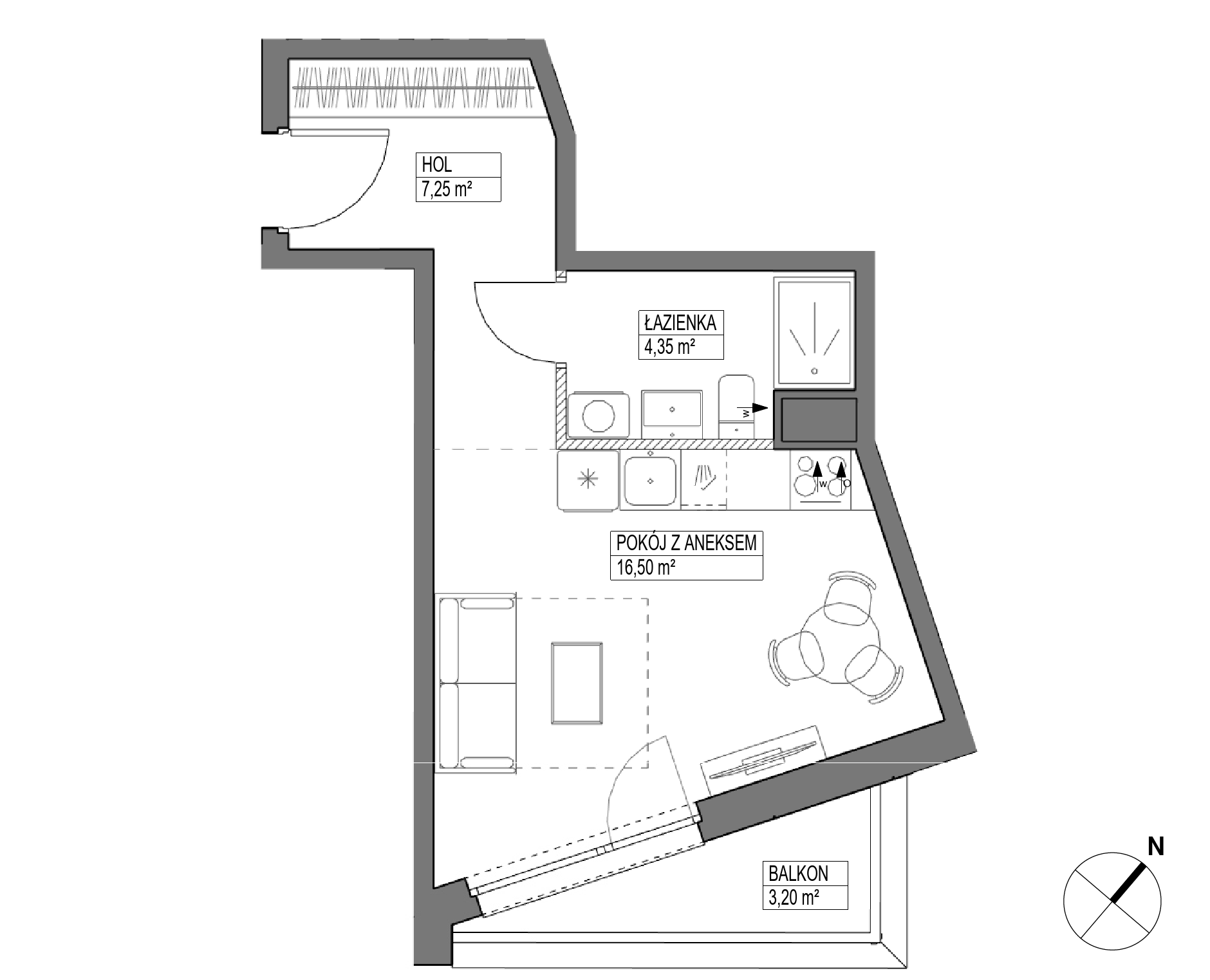Plan 1 pok. 28m²