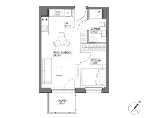 Plan 2 pok. 33m²