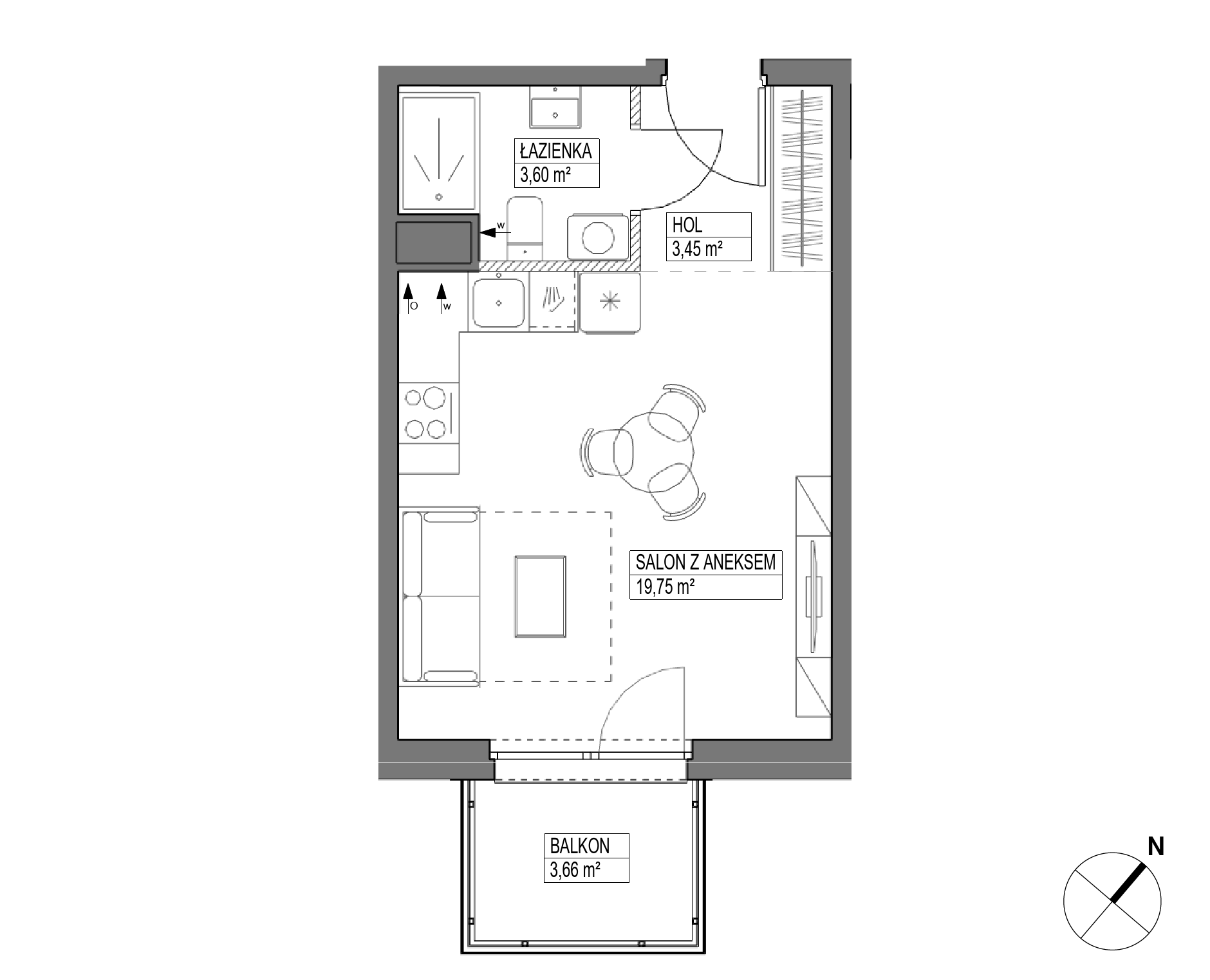 Plan 1 pok. 27m²