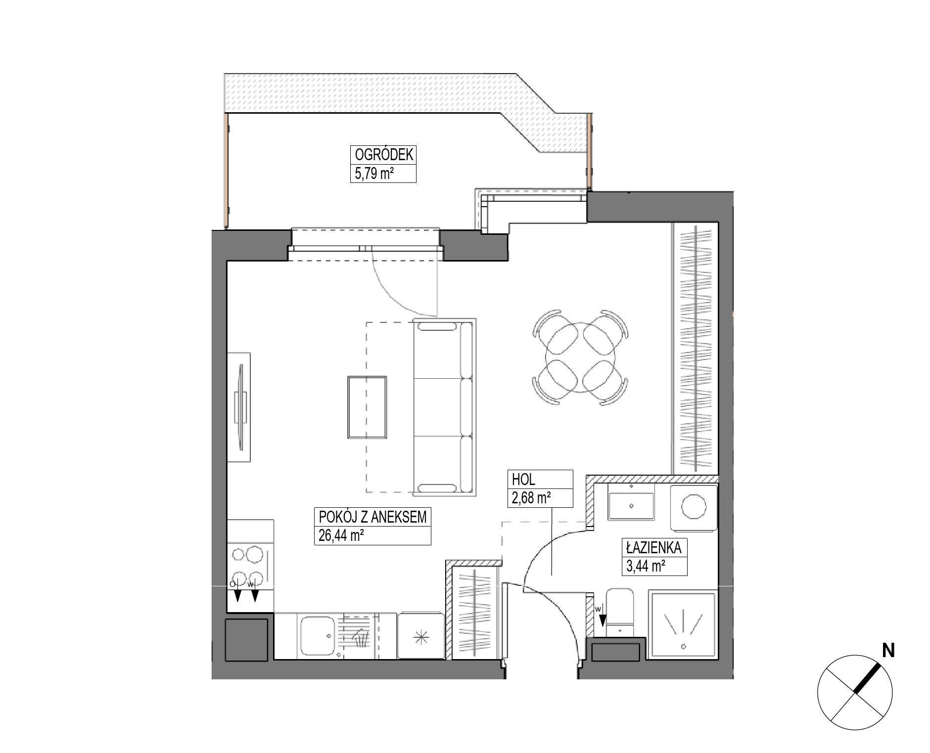 Plan 1 pok. 33m²