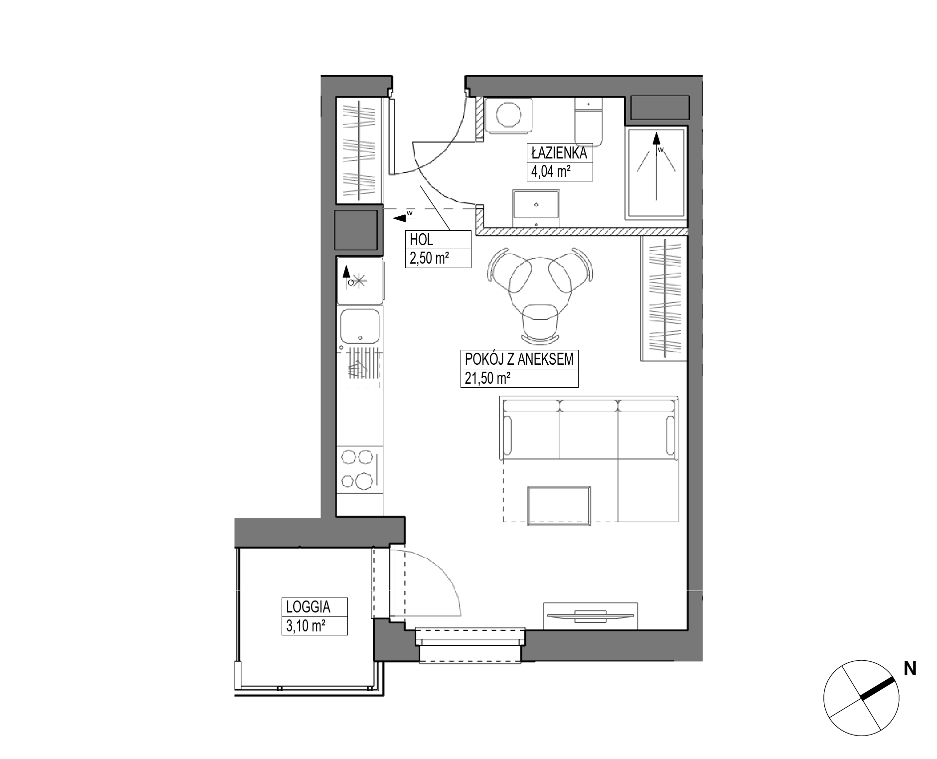Plan 1 pok. 28m²