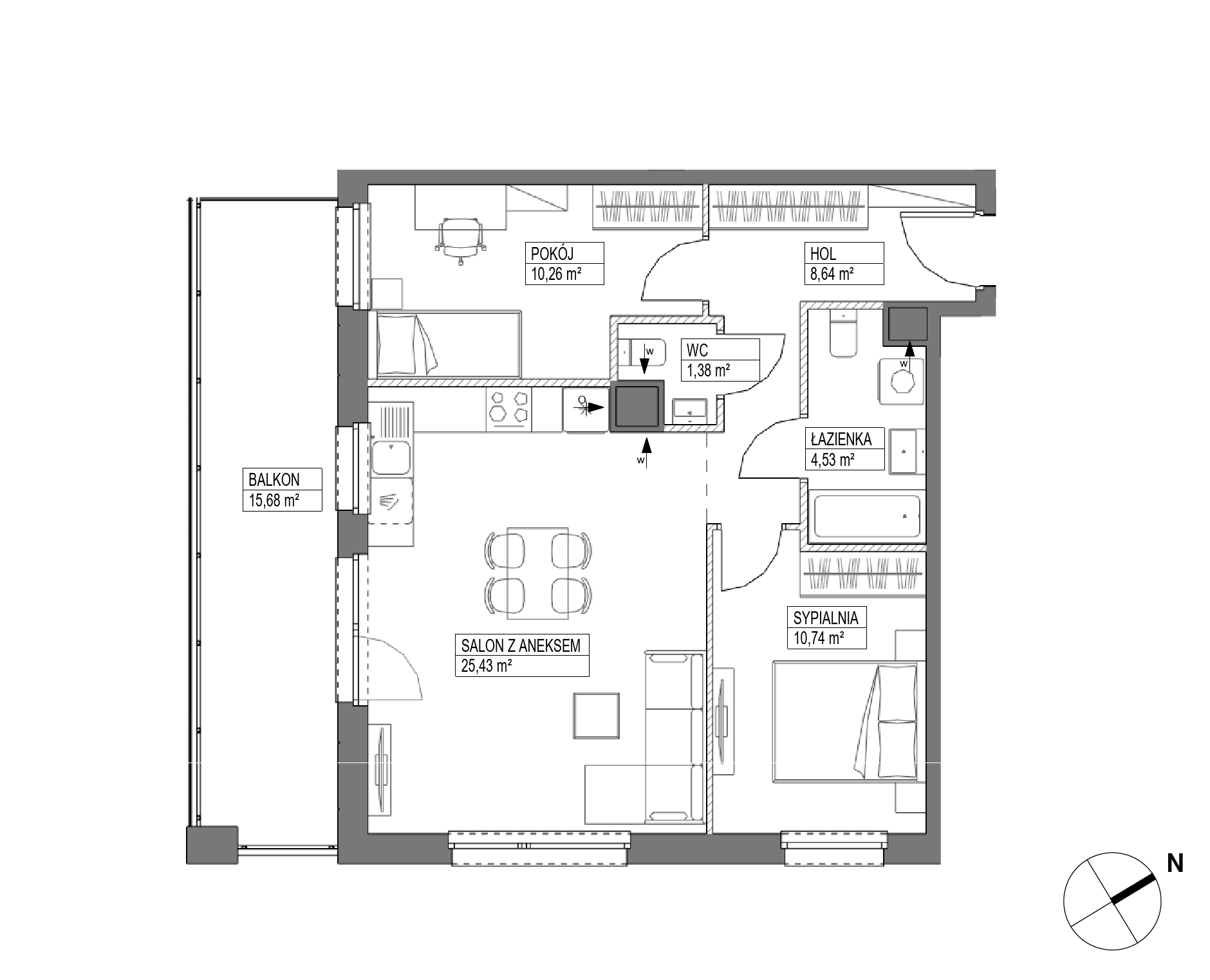 Plan 3 pok. 61m²