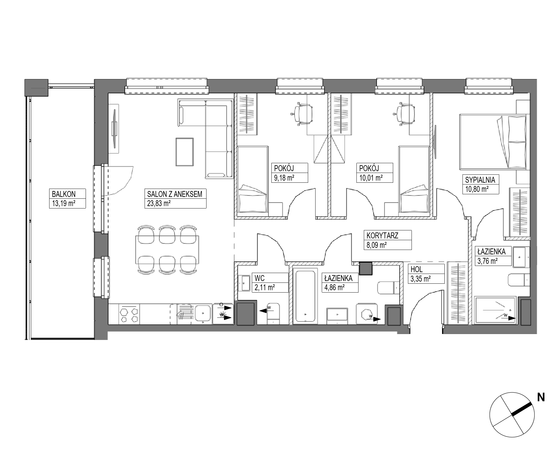 Plan 4 pok. 76m²