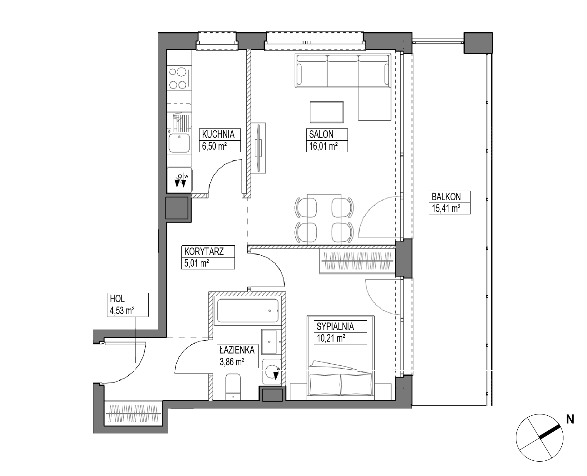 Plan 2 pok. 46m²