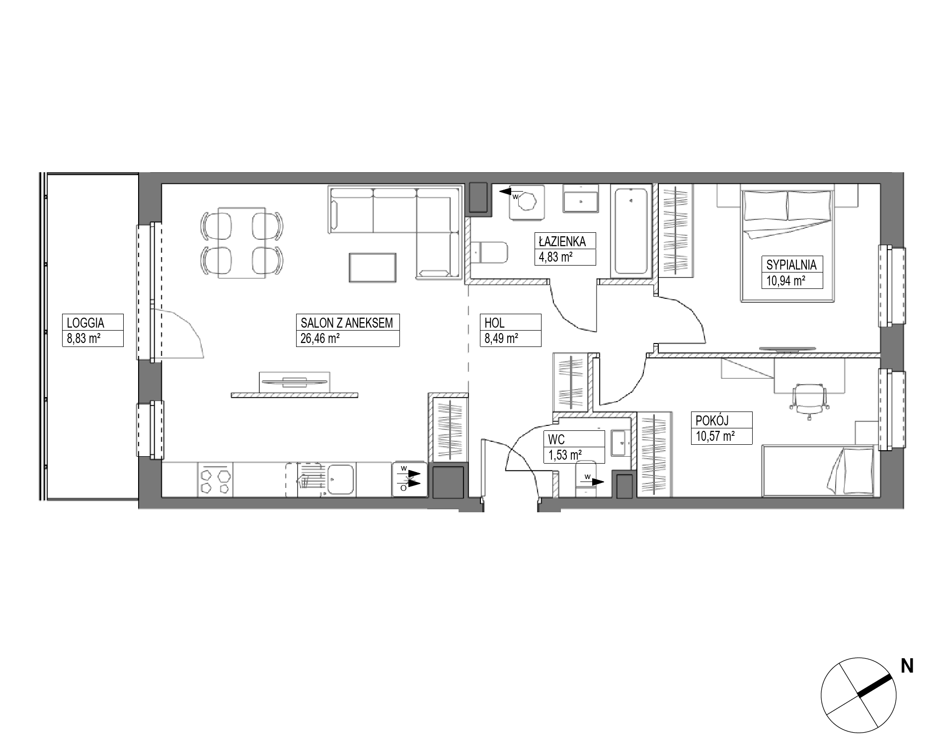 Plan 3 pok. 63m²