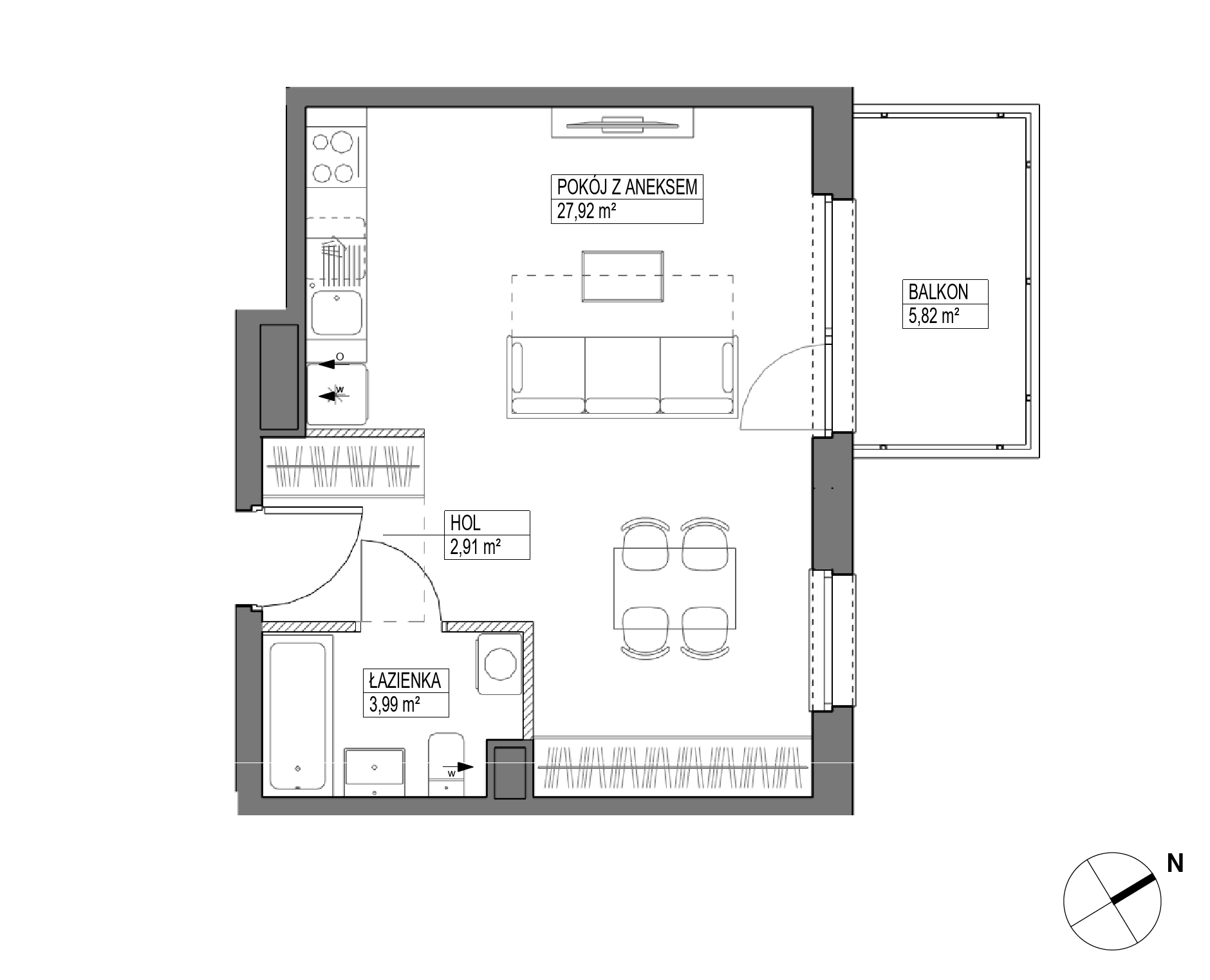 Plan 1 pok. 35m²
