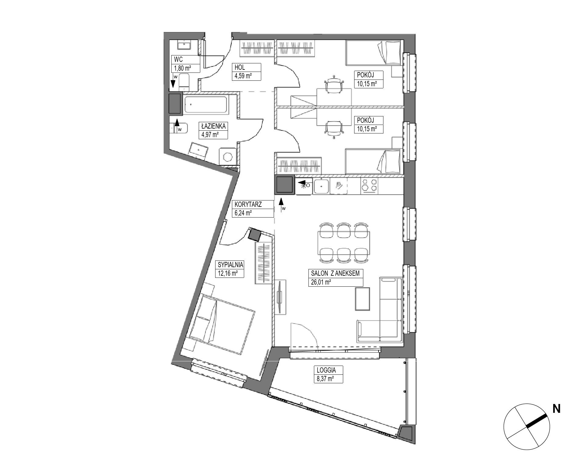 Plan 4 pok. 76m²