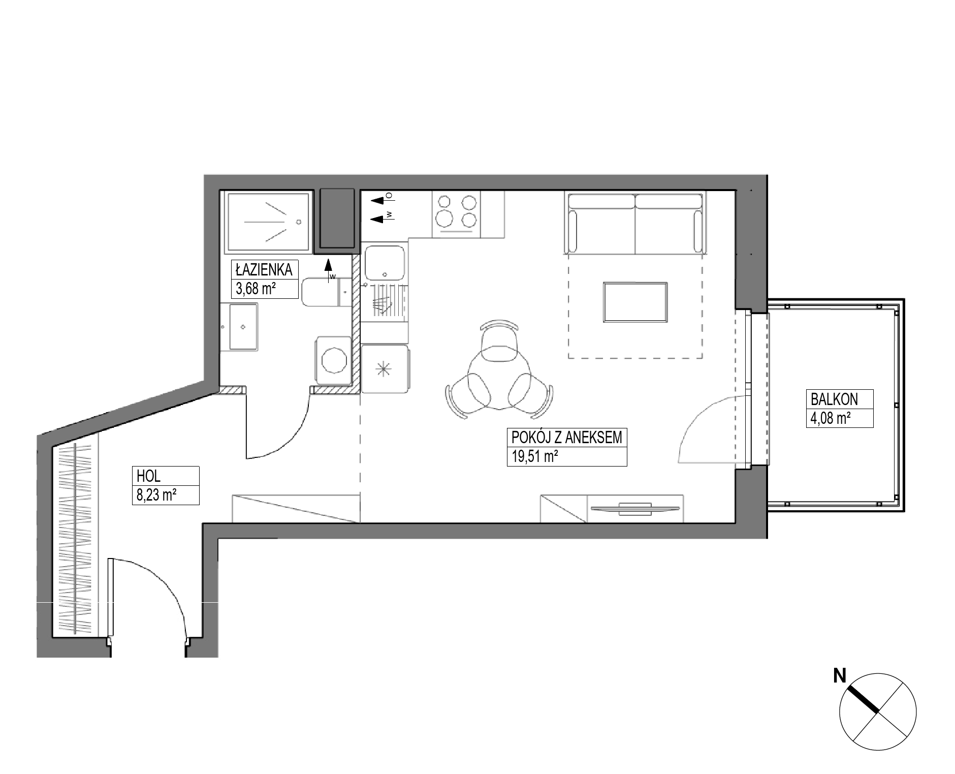 Plan 1 pok. 31m²