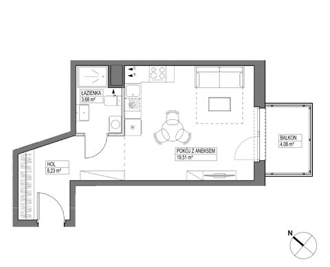 Plan 1 pok. 31m²