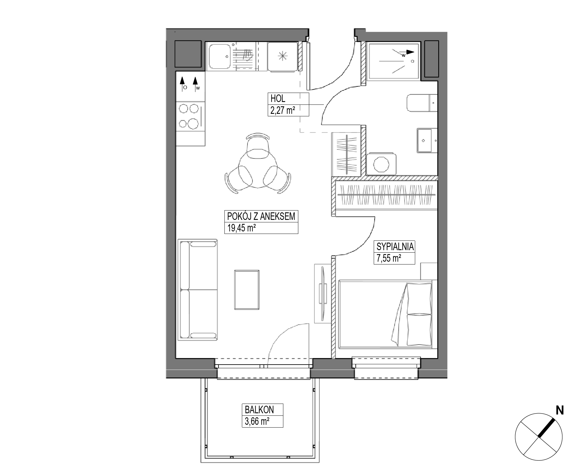 Plan 2 pok. 33m²