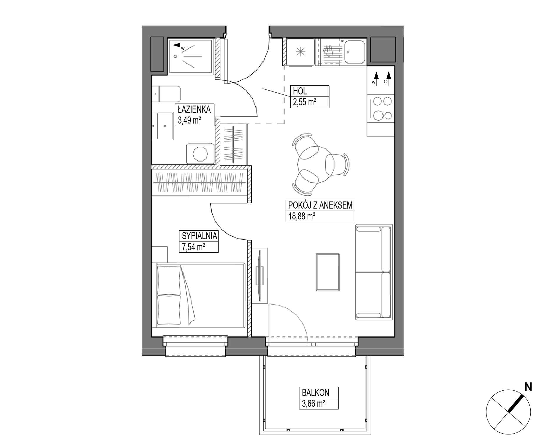 Plan 2 pok. 32m²