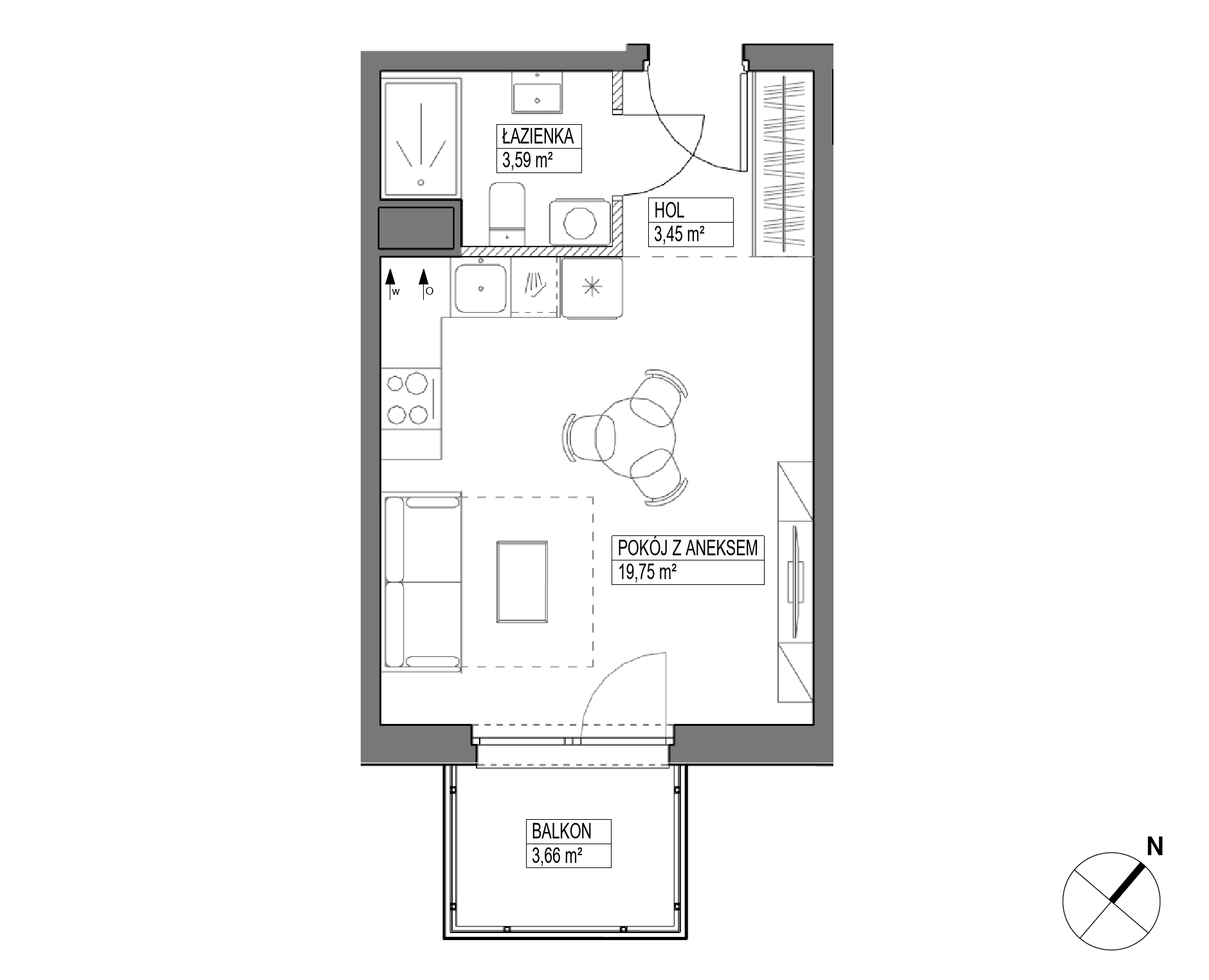 Plan 1 pok. 27m²