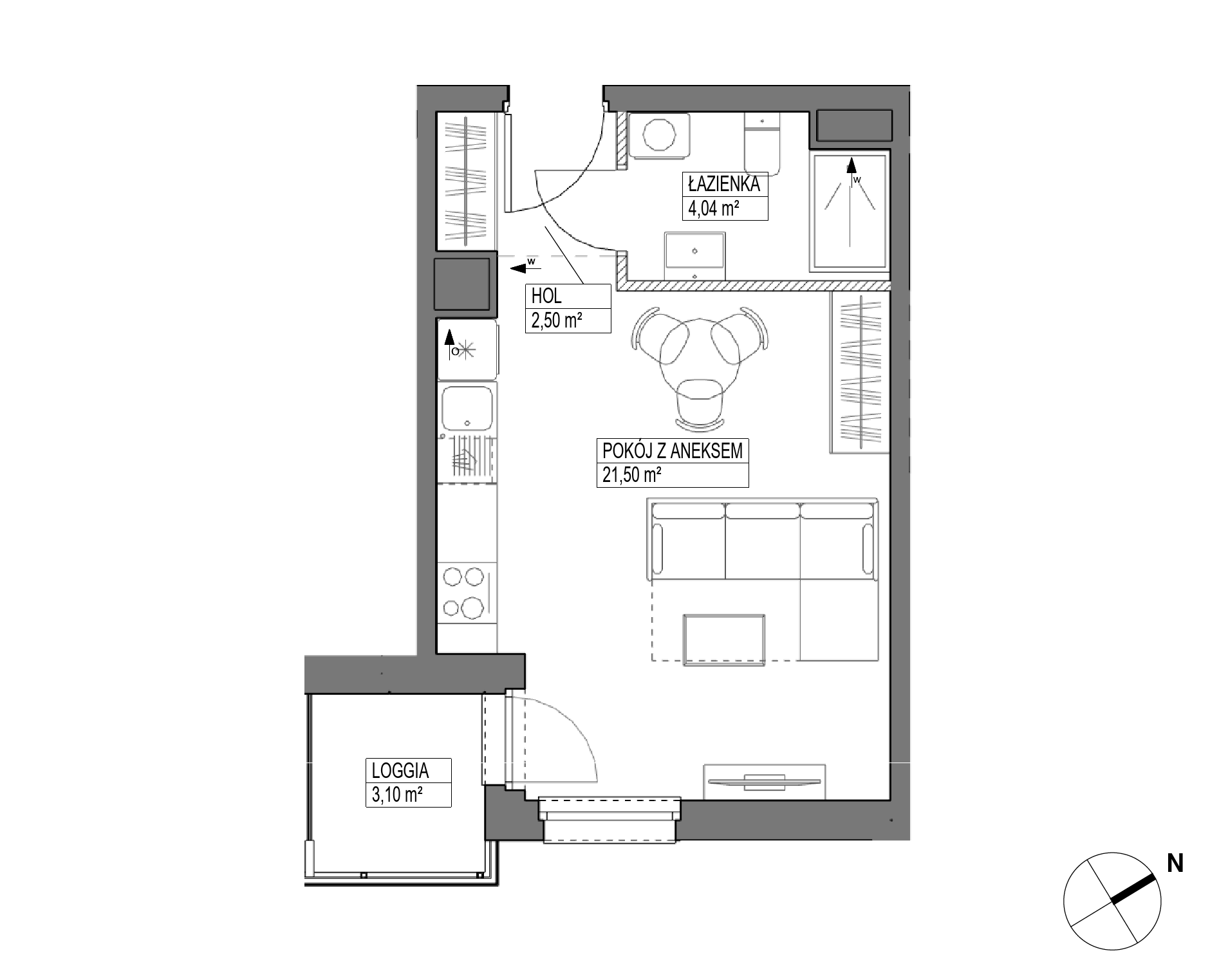 Plan 1 pok. 28m²