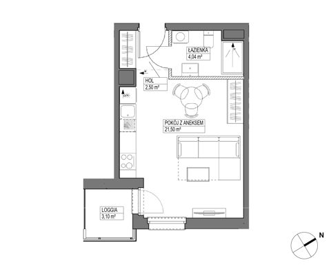 Plan 1 pok. 28m²