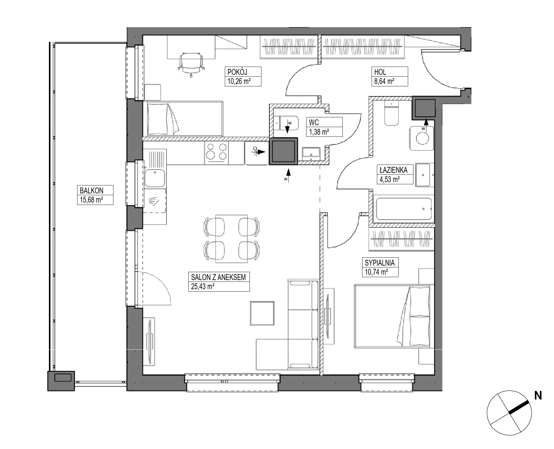 Plan 3 pok. 61m²