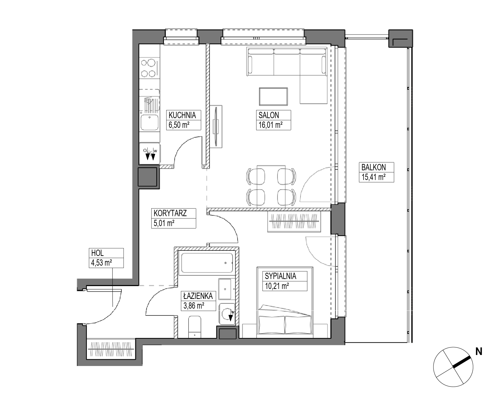 Plan 2 pok. 46m²