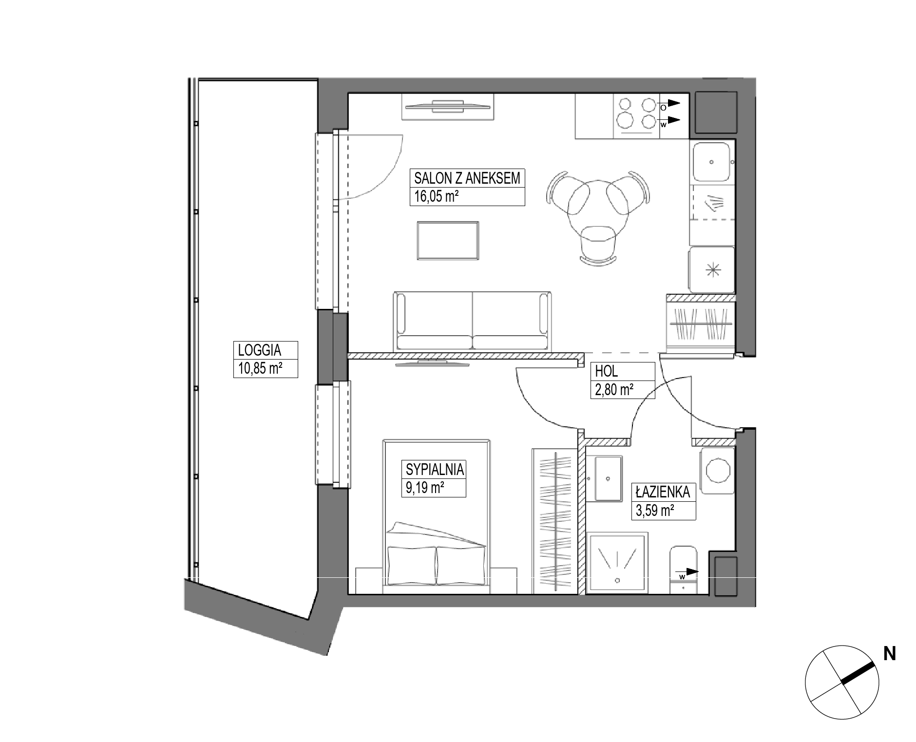 Plan 2 pok. 32m²